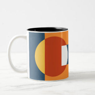Geometrische überlappende Formen - Retro-Stil Zweifarbige Tasse