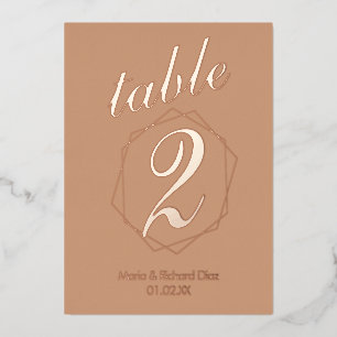 Geometrische Umrandung geprägte Folie Tischnummer