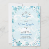 Geometrische und blaue Schneeflocken Sweet 15. Geb