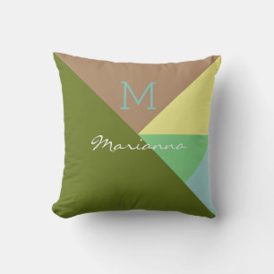 geometrische und moderne Dreiecke, mit Monogramm Kissen Für Draußen