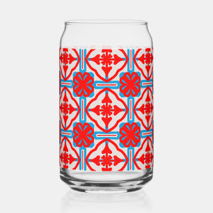 Geometrische Vier Rote Blätter Können Glas