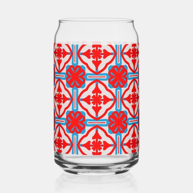 Geometrische Vier Rote Blätter Können Glas (Rückseite)