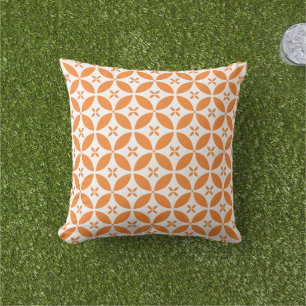 Geometrische vierblättrige Blume Orange-Weiß-Muste Kissen