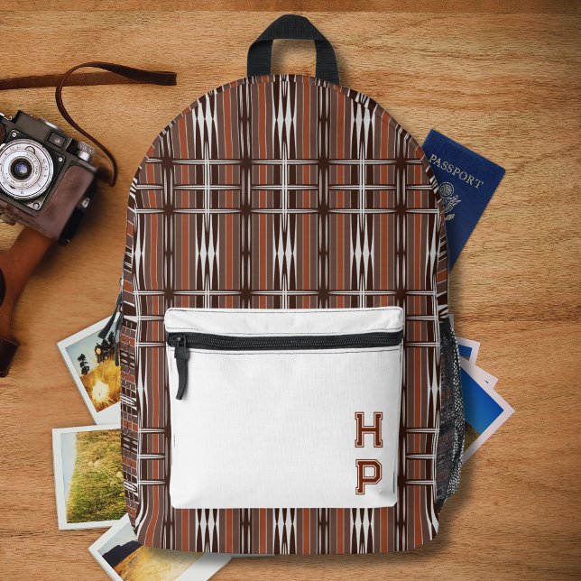 Geometrische Vintag-braune Streifen Bedruckter Rucksack (Von Creator hochgeladen)