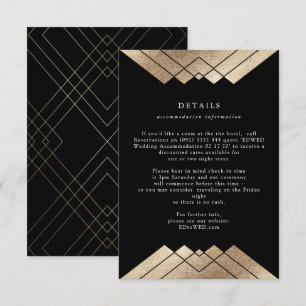 Geometrische Vintage-Schwarz-Goldfolie-Hochzeitsde Begleitkarte