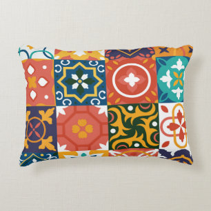 Geometrische Vintage Tiles Verziertes Muster Dekokissen