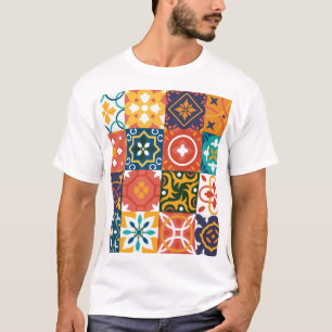 Geometrische Vintage Tiles Verziertes Muster T-Shirt