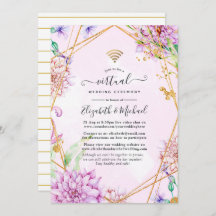 Geometrische virtuelle Hochzeit in Rosa und Gold