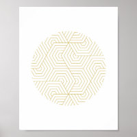 Geometrische Wand aus Gold und Weiß Hexagon