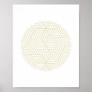 Geometrische Wand aus Gold und Weiß Hexagon Poster
