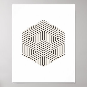 Geometrische Wandkunst aus Schwarz und Grau Hexago Poster