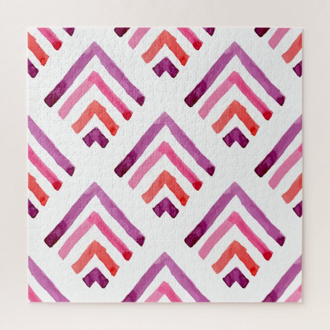 Geometrische Wasserfarbe Abstrakt Nahtloses Muster Puzzle (Vertikal)