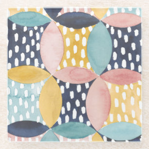 Geometrische Wasserfarbkreise Glasuntersetzer