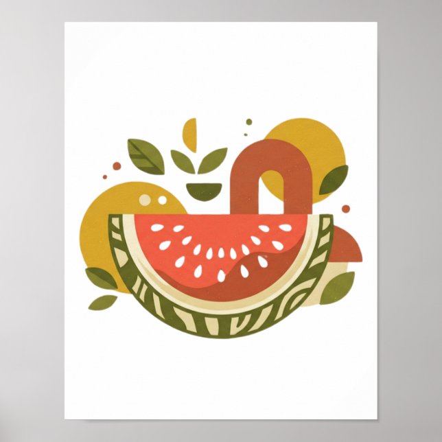 Geometrische Wassermelone  Poster (Vorne)