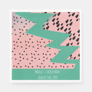 Geometrische Wassermelonen-Samen Rosa Geburtstagsf Serviette
