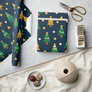 Geometrische Weihnachtsbäume Geschenkpapier