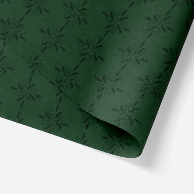 Geometrische Weihnachtsfeiertage Poinsettia Dunkel Seidenpapier (Green Monochrome poinsettia flower geometric illustration in wrapping tissue paper)