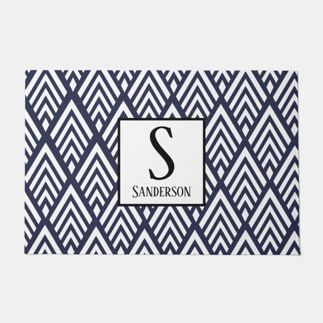 Geometrische weiße Deko-Pfeile der 1920er Jahre |  Fußmatte (Vorderseite)