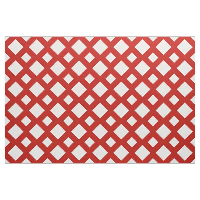 Geometrische weiße Diamanten auf rotem Gewebe Stoff (Fat Quarter (45,7 x 55,9 cm))