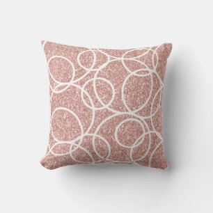 Geometrische weiße Kreise Abstrakt rosa Glitzer Kissen