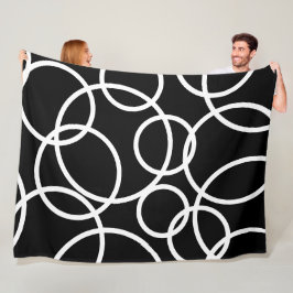 Geometrische weiße Kreise Schwarz Moderne Abstrakt Fleecedecke