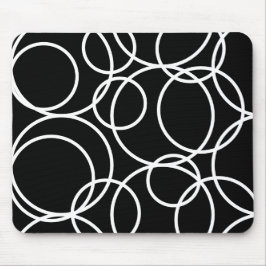 Geometrische weiße Kreise Schwarz Moderne Abstrakt Mousepad