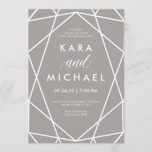 Geometrische weiße Linien auf moderner grauer Hoch Einladung