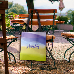 Geometrische Welle Limettengelb Lavendel mit Namen