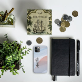 Geometrische Wellenpastellfarbe mit Namen Case-Mate iPhone Hülle