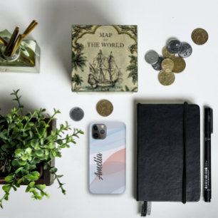 Geometrische Wellenpastellfarbe mit Namen Case-Mate iPhone Hülle