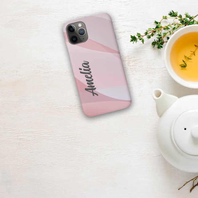 Geometrische Wellenpastellrosa Rosa mit Namen Case-Mate iPhone Hülle (Von Creator hochgeladen)