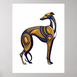 Geometrische Windhund-Kunst im Art Deco-Stammessti Poster