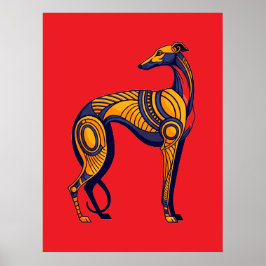 Geometrische Windhund-Kunst im Art Deco-Stil in le Poster