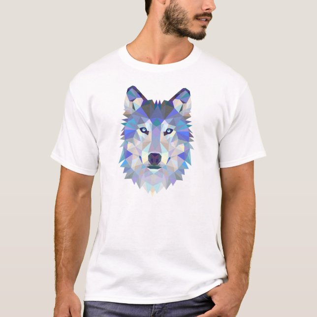 Geometrische Wolf-Darstellung T-Shirt (Vorderseite)