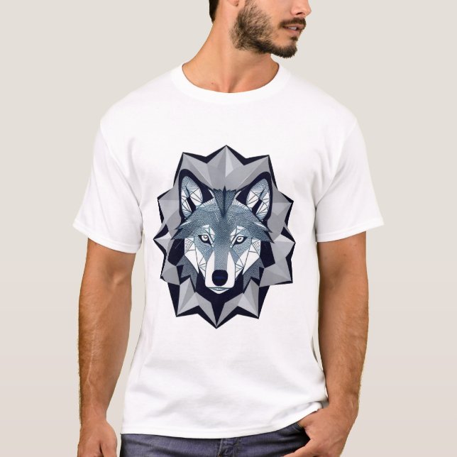 Geometrische Wolf-Illustration T-Shirt (Vorderseite)