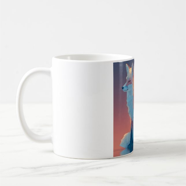 Geometrische Wolfsilhouette | Moderne Polygon-Wild Kaffeetasse (Links)