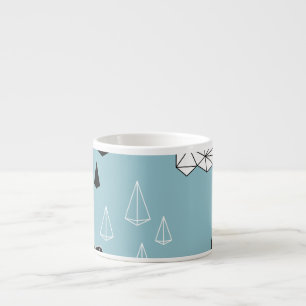 Geometrische Wolken und Regen, nahtloses Muster. Espressotasse