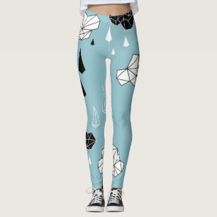 Geometrische Wolken und Regen, nahtloses Muster. Leggings