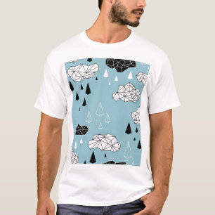 Geometrische Wolken und Regen, nahtloses Muster. T-Shirt