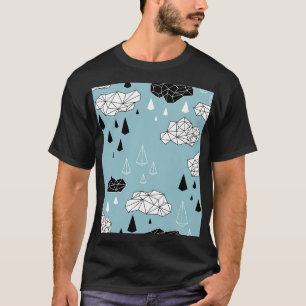 Geometrische Wolken und Regen, nahtloses Muster. T-Shirt