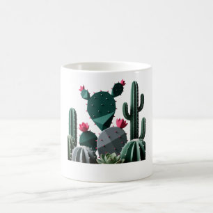 Geometrische Wüsten-Sukkulenten Minimalist Kaffeetasse
