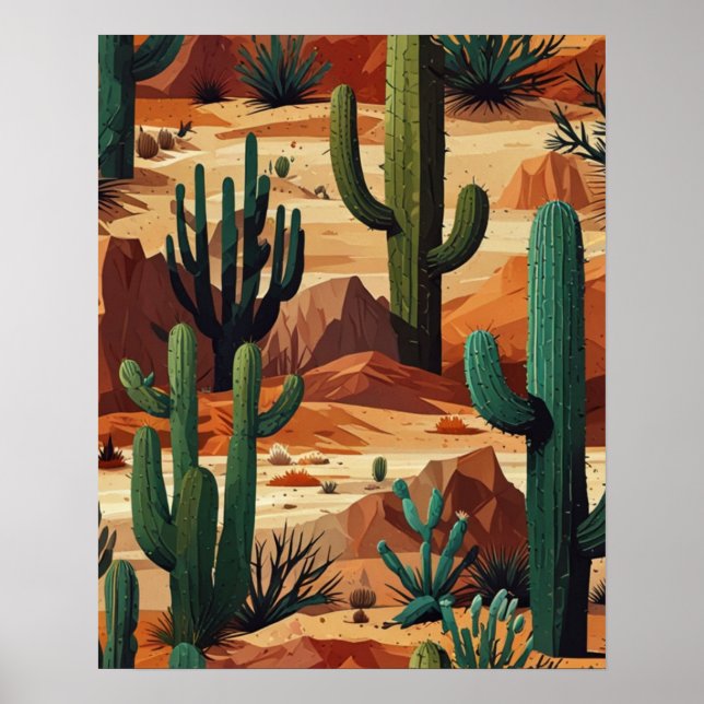 Geometrische Wüstenlandschaft Poster (Vorne)