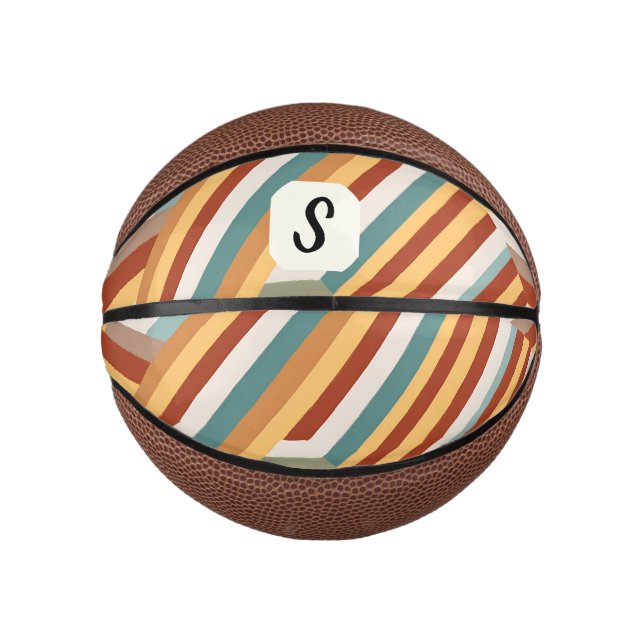 Geometrischer 70er für Monogramm Retro Mini Basketball (Vorderseite)