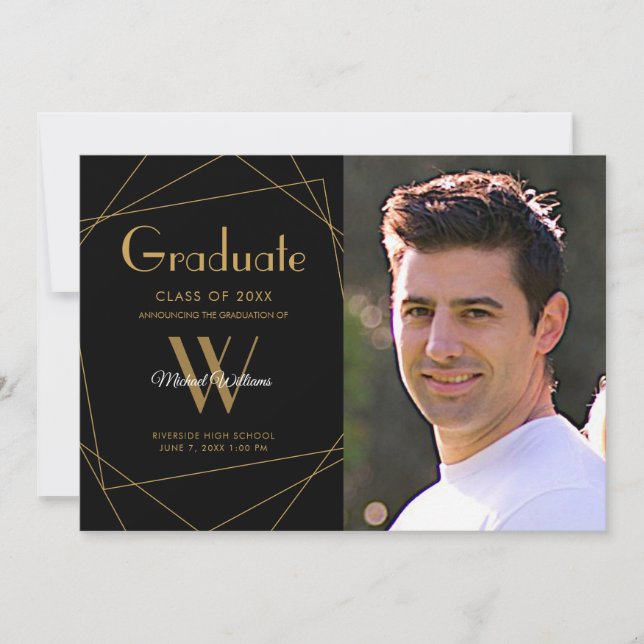 Geometrischer Abschluss für das moderne Schwarze F Ankündigung (Vorderseite)