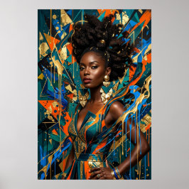 Geometrischer Abstrakter Afrofuturismus Schwarze Q Poster