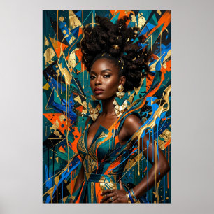 Geometrischer Abstrakter Afrofuturismus Schwarze Q Poster