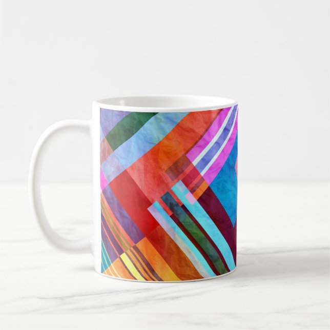 Geometrischer abstrakter, grafischer Hintergrund. Kaffeetasse (Links)