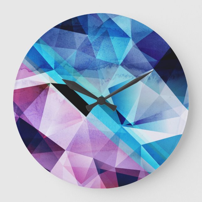 Geometrischer Abstrakter Hintergrund Große Wanduhr (Vorderseite)