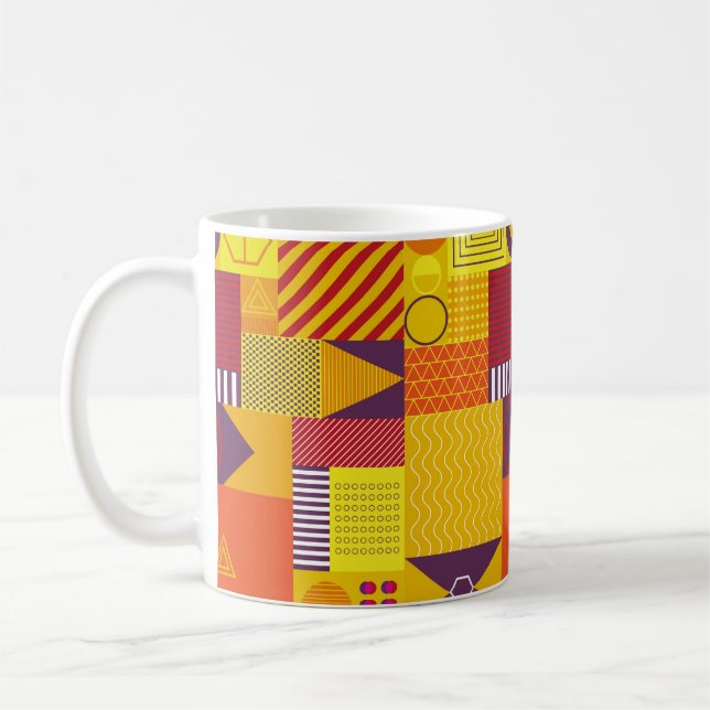 geometrischer abstrakter Hintergrund, Vintag krank Kaffeetasse (Links)