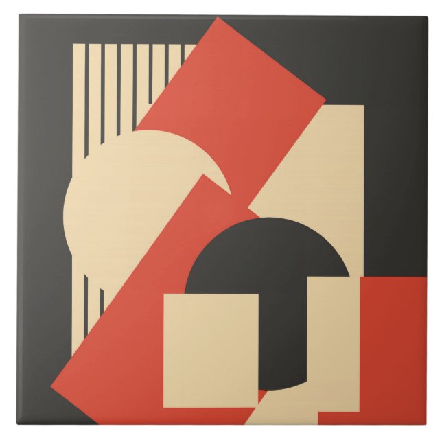 Geometrischer abstrakter Kunst-Deko Brei-oben Fliese (Vorderseite)